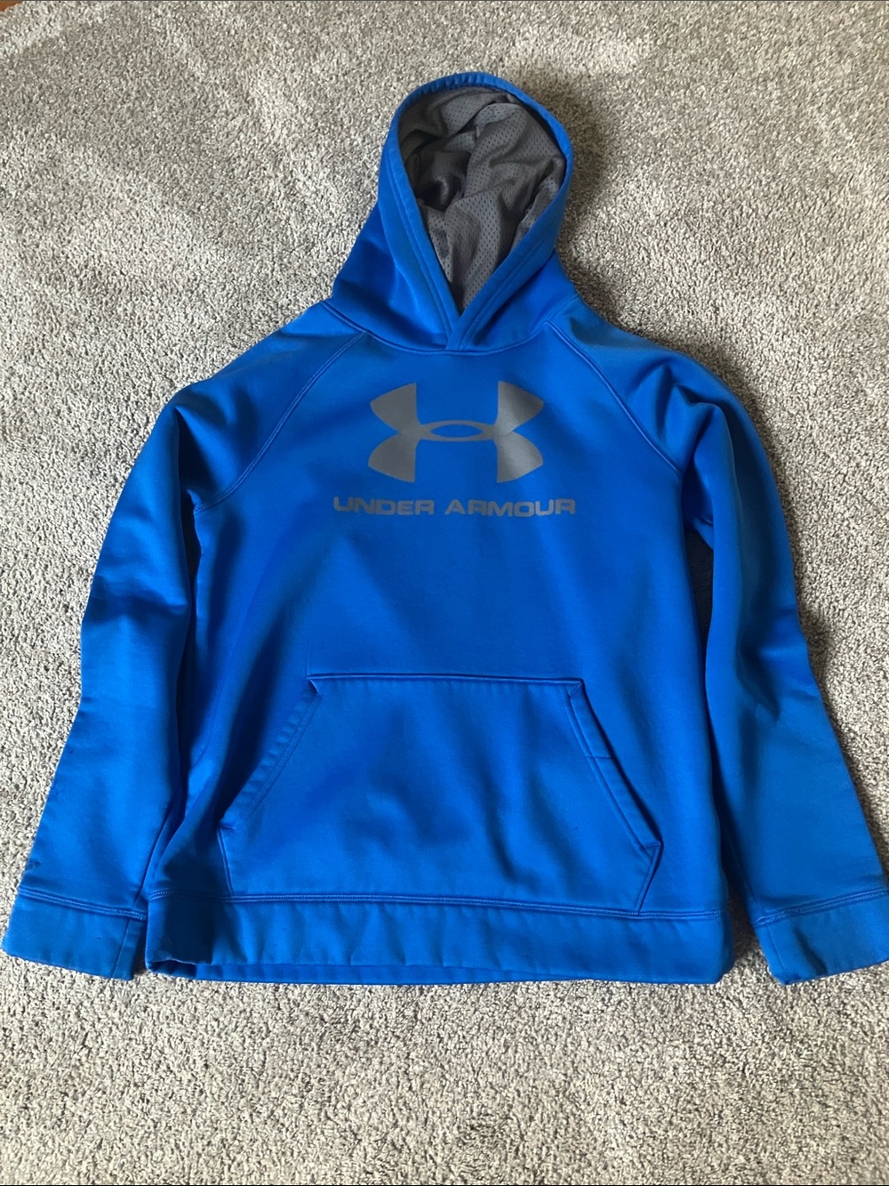 Under Armour Royal Blue Boys' Pullover Hoodie with Gray Logo